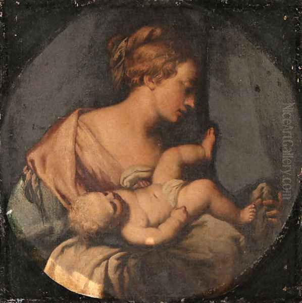 The Madonna and Child Oil Painting by Girolamo Brusaferro