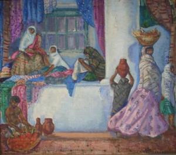 Mercado De Asuncion Paraguay Oil Painting by Carlos Alberto Castellanos