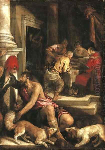 The Parable of Dives and Lazarus Oil Painting by Jacopo Bassano (Jacopo da Ponte)