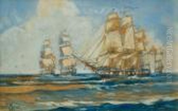 Barcos Oil Painting by Roberto Castellanos Mane