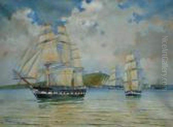 Bloqueo Del Puerto De Mdeo. Por El Almirante Brow Oil Painting by Roberto Castellanos Mane