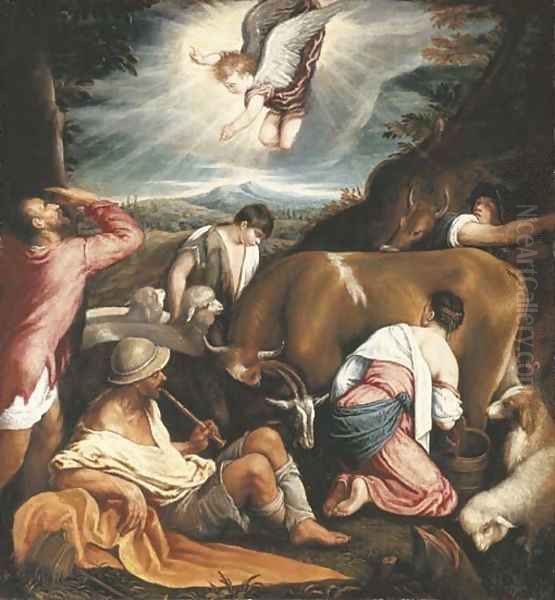 The Annunciation to the Shepherds Oil Painting by Jacopo Bassano (Jacopo da Ponte)