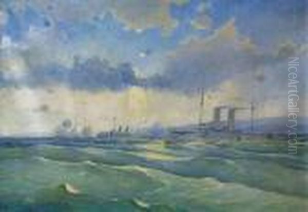 Marina Oil Painting by Roberto Castellanos Mane