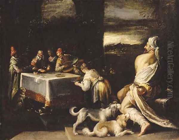 Dives and Lazarus Oil Painting by Jacopo Bassano (Jacopo da Ponte)