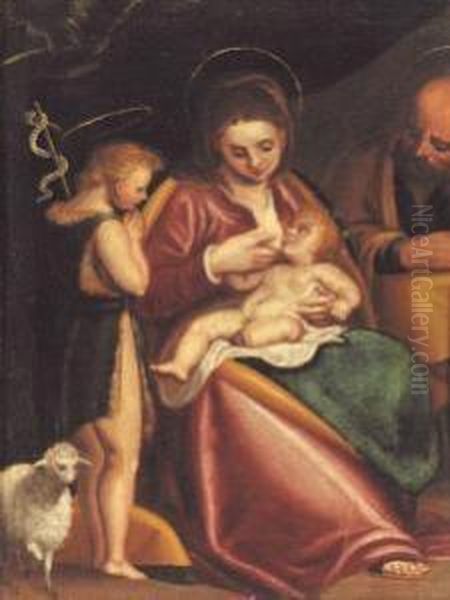 Madonna Con Bambino E San Giovannino Oil Painting by Bernardo Castello