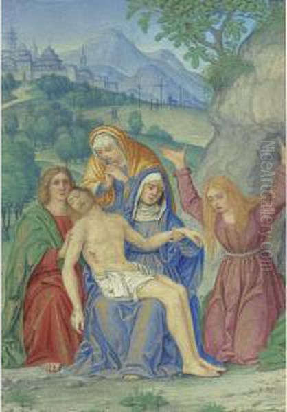 The Lamentation Oil Painting by Giovanni B. (Il Genvovese) Castello