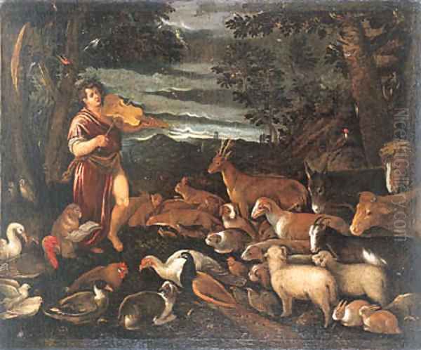 Orpheus charming the Animals Oil Painting by Jacopo Bassano (Jacopo da Ponte)