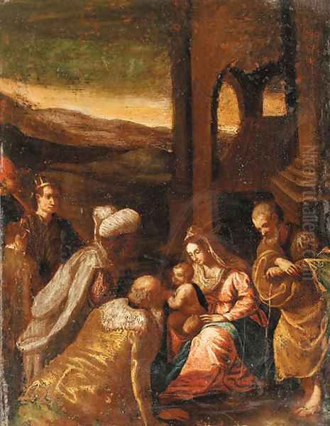 The Adoration of the Magi Oil Painting by Jacopo Bassano (Jacopo da Ponte)