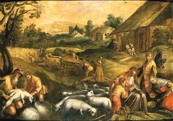 The Four Seasons Oil Painting by Jacopo Bassano (Jacopo da Ponte)