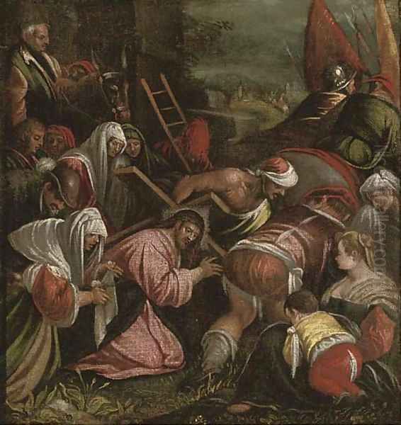 The Road to Calvary Oil Painting by Jacopo Bassano (Jacopo da Ponte)