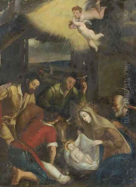 The Adoration of the Shepherds Oil Painting by Jacopo Bassano (Jacopo da Ponte)