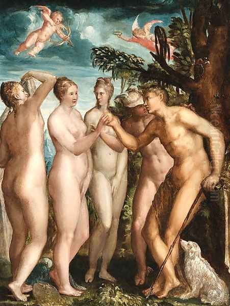 The Judgement of Paris Oil Painting by Jacopo Zanguidi, Called Jacopo Bertoija