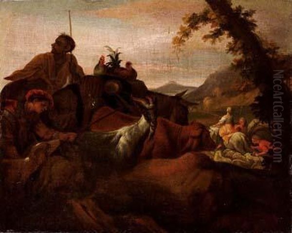 Viaggio Di Pastori Oil Painting by Giovanni Francesco Castiglione