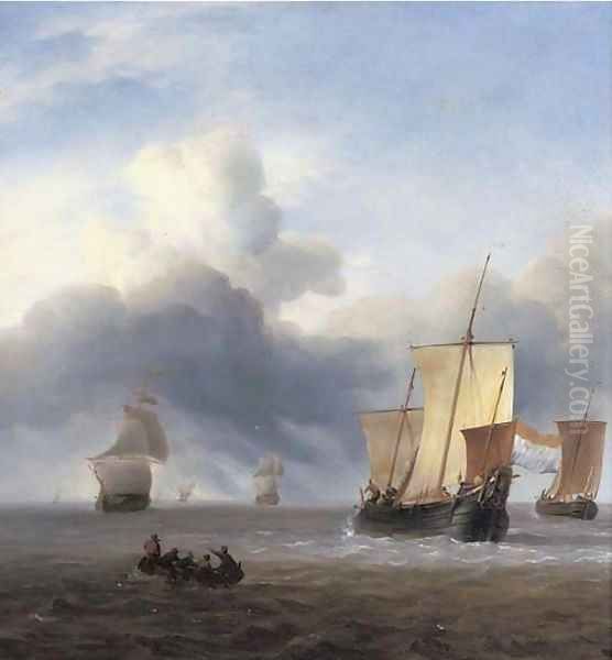 Shipping in calm waters Oil Painting by Ludolf Backhuyzen