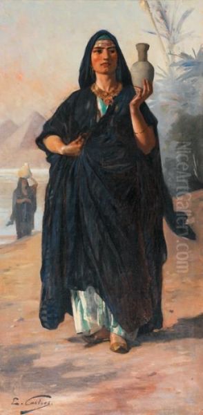 Porteuse D'eau Egyptienne Oil Painting by Edouard Castres