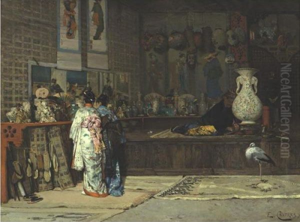 At The Japanese Market Oil Painting by Edouard Castres