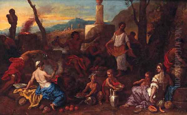 A Bacchanal Oil Painting by Sebastien Bourdon