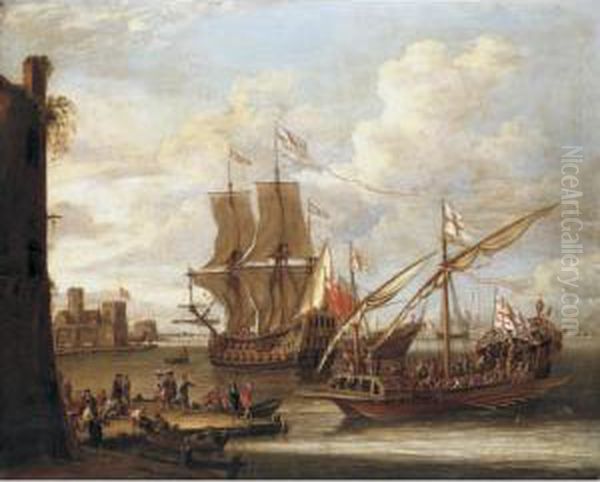 A Galley Returning To Port Oil Painting by Lorenzo A. Castro