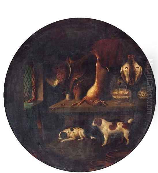 Spaniels with dead Game in a Larder Oil Painting by Benjamin Blake