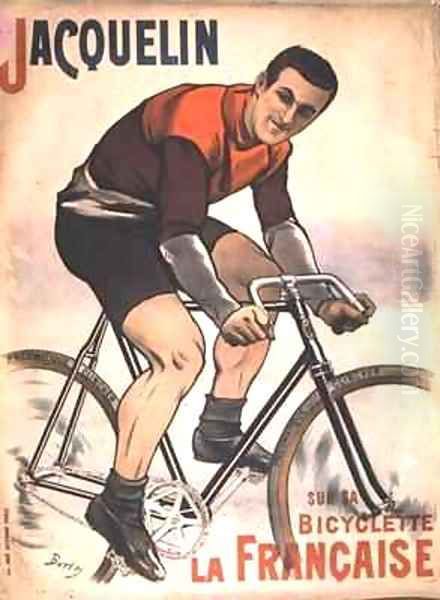 Poster advertising Edmond Jacquelin (1875-1928) on cycle 'La Francaise' Oil Painting by Burty