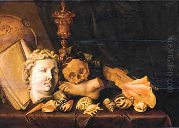 A Vanitas still life with a globe Oil Painting by Cirle Of David Bailly