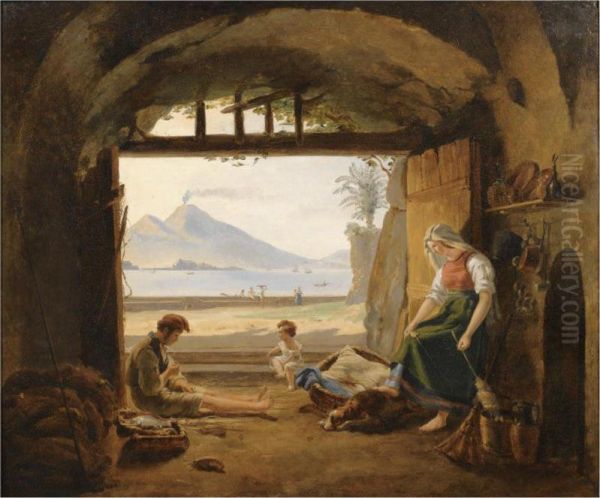 Fischer In Mergellina, Neapel (neapolitan Fishermen In Mergellina Oil Painting by Franz Ludwig Catel