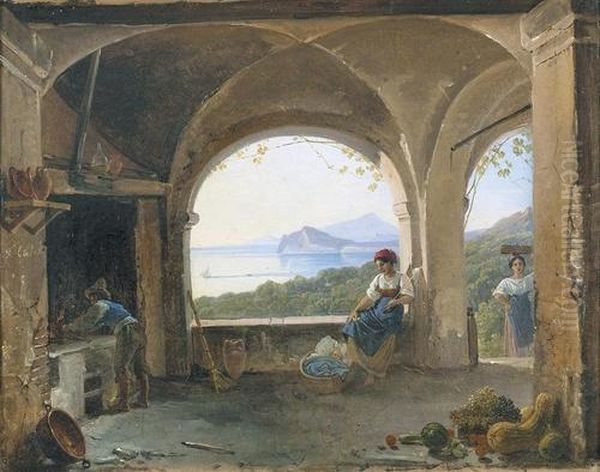 Loggia Oberhalb Des Golf Von Pozzuoli. Oil Painting by Franz Ludwig Catel