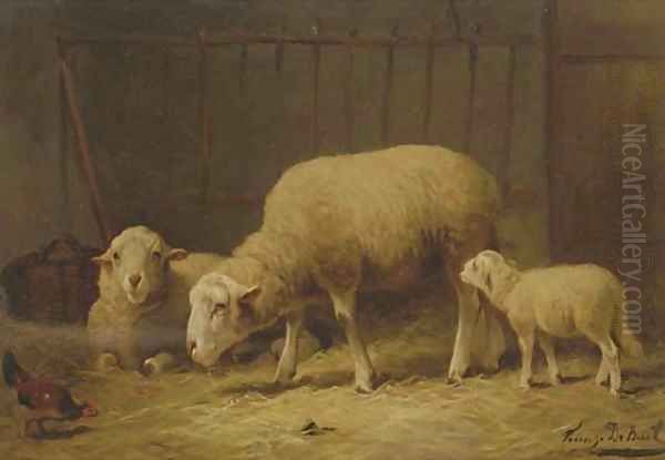 Sheep in a stable Oil Painting by Frans De Beul