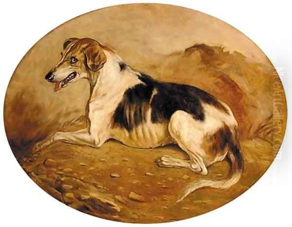 A dog in a landscape Oil Painting by George Banham