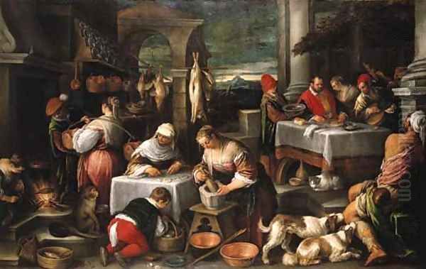 Lazarus at the Feast of Dives Oil Painting by Gerolamo Bassano