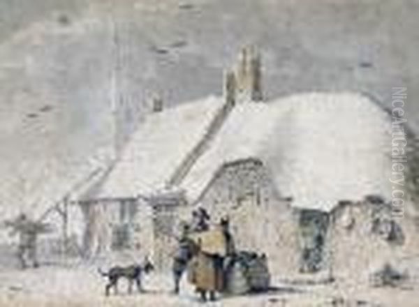 Peasants By A Cottage Oil Painting by Jacob Cats