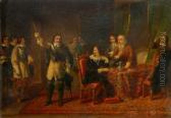 Charles I And Cromwell Oil Painting by Charles Cattermole