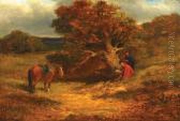 Cavaliers Resting Under An Oak Tree Oil Painting by Charles Cattermole