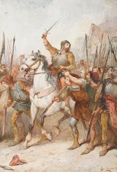 Watt Tyler Leading The Peasants' Revolt Oil Painting by Charles Cattermole