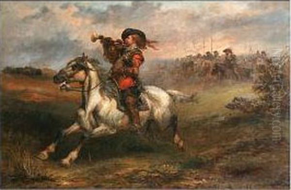 A Cavalry Charge Oil Painting by Charles Cattermole