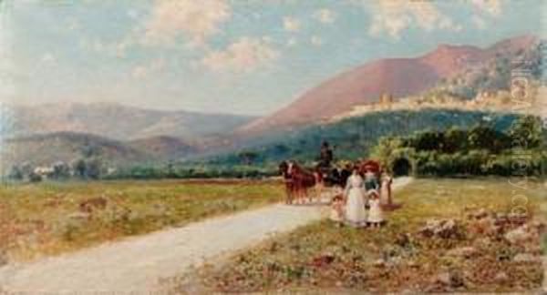 Una Famiglia Siciliana - 1904 Oil Painting by Michele Catti