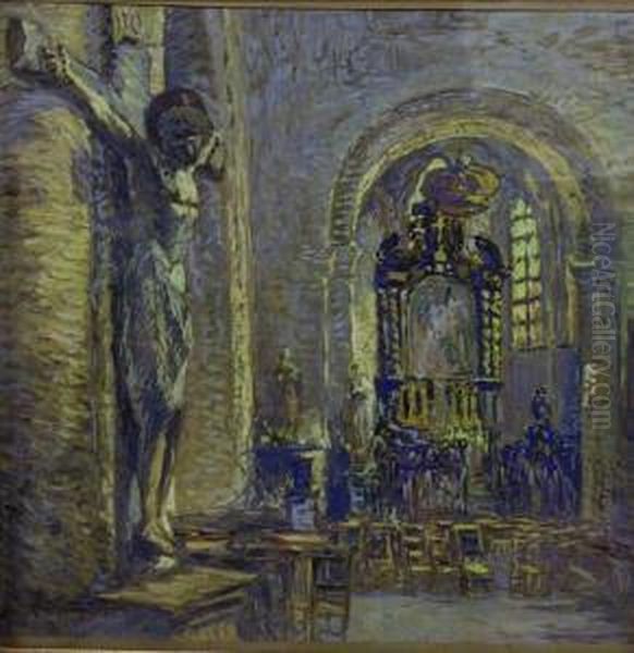 Category: Painting
 Description:interieur Van De Kerk Van Vorst by Paul Cauchie