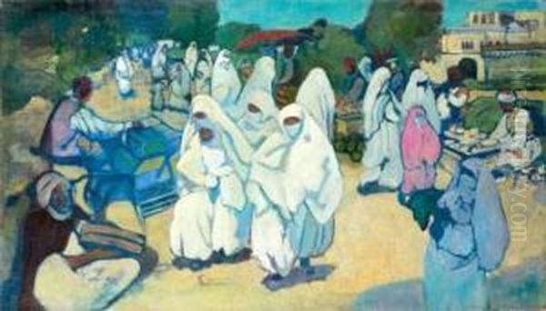 Place De L'amiraute, Alger Oil Painting by Leon Cauvy