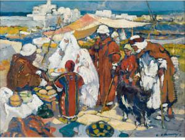 Marche Devant L'amiraute D'alger Oil Painting by Leon Cauvy