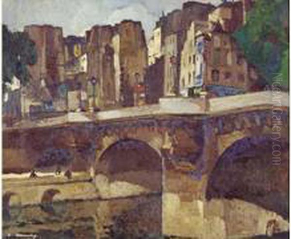 Le Pont Neuf Oil Painting by Leon Cauvy