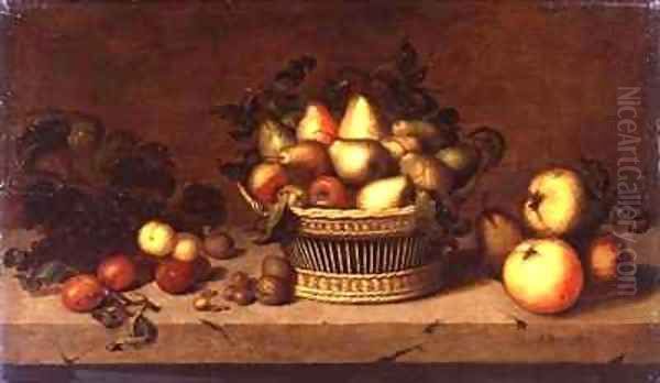 Still Life of Fruit in a Basket Oil Painting by Johann Bouman