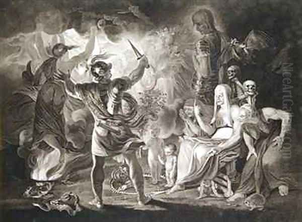 Macbeth, the Three Witches and Hecate in Act IV, Scene I of 'Macbeth' by William Shakespeare Oil Painting by John & Josiah Boydell