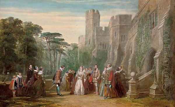 Queen Elizabeth I meeting her courtiers Oil Painting by John Edmund Buckley