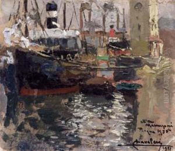 Porto Di Savona Oil Painting by Ludovico Cavaleri