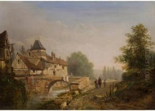 Landschaft Mit Gebauden, Steinbrucke Und Figurenstaffage Oil Painting by Ludovico Cavaleri