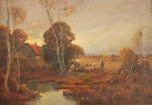 Paesaggio Lombardoal Tramonto Oil Painting by Ludovico Cavaleri