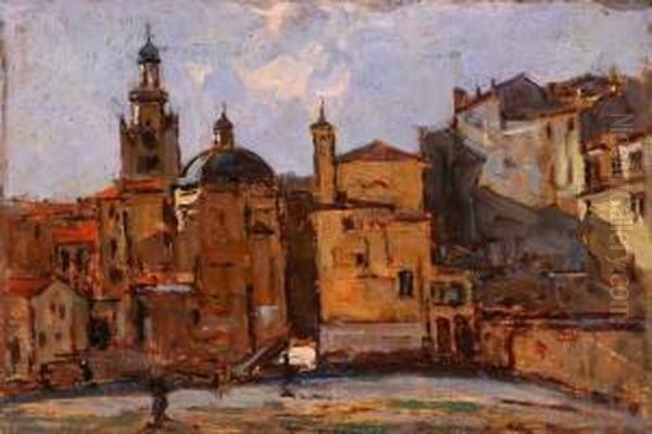 Veduta Di Borgo Cittadino Oil Painting by Giovanni Cavalli