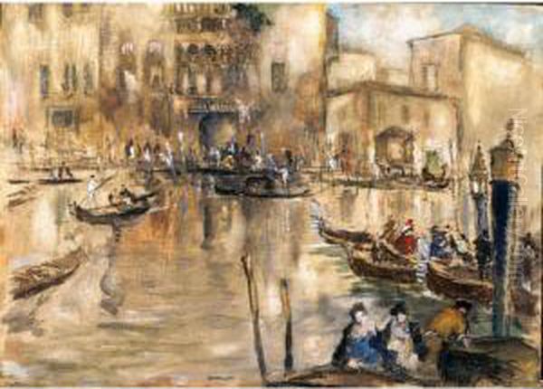 Veduta Di Venezia Oil Painting by Attilio Cavallini