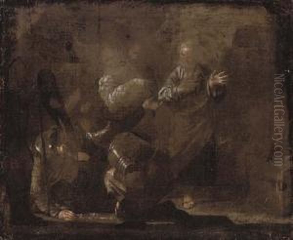 The Denial Of Saint Peter Oil Painting by Bernardo Cavallino