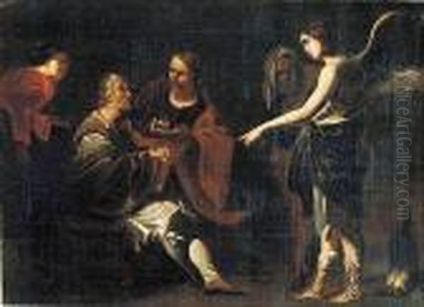 La Curacion De Tobit Oil Painting by Bernardo Cavallino